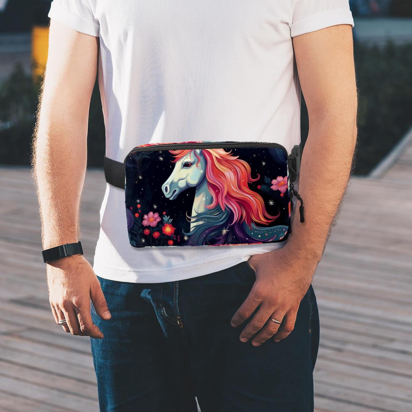 Star Unicorns Lightweight Adjustable Crossbody Bag with Extension Strap - Unisex Fanny Pack, Money Belt, Waist Bag