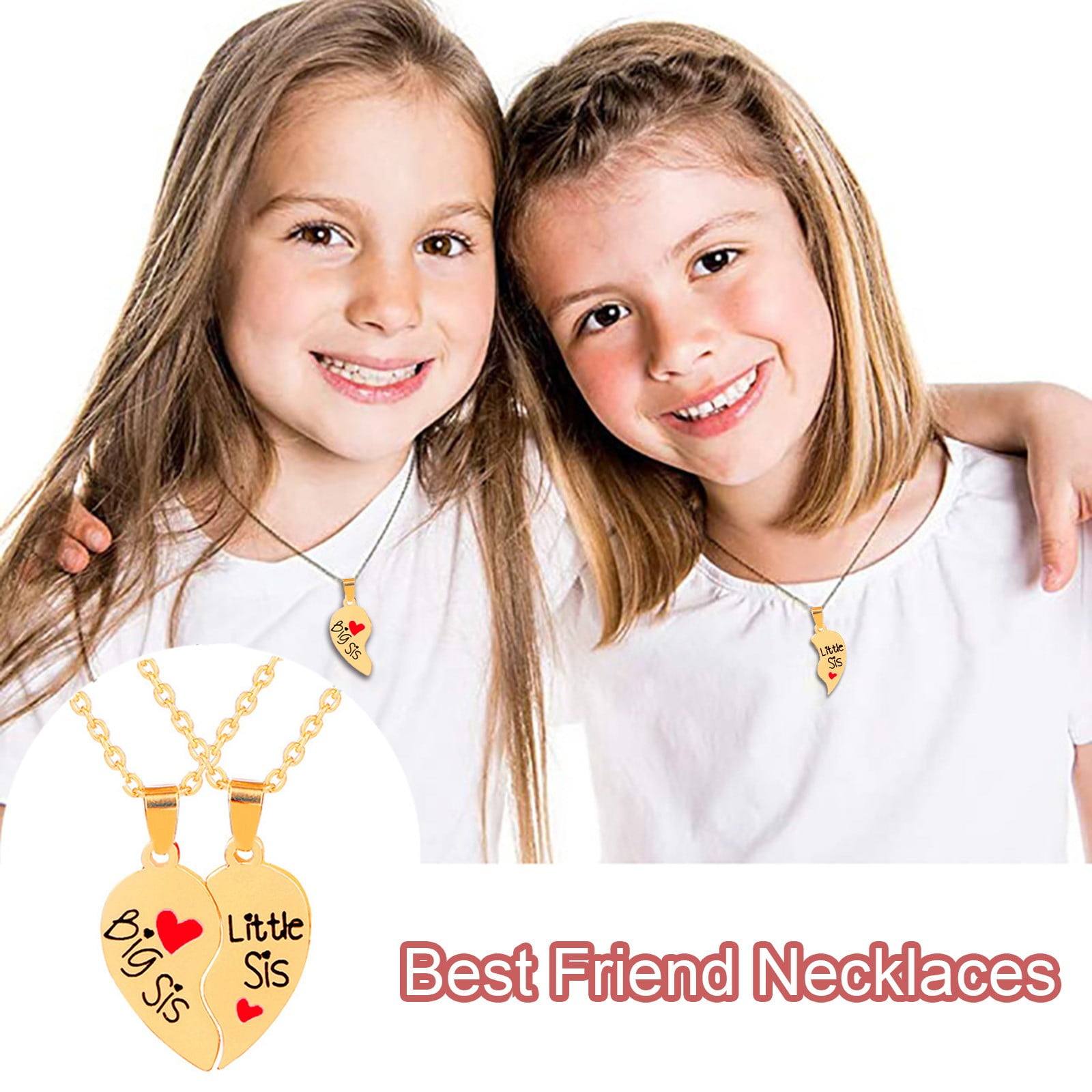 LASHALL GIFT Best Friend Necklace Crystal Matching Heart Friendship