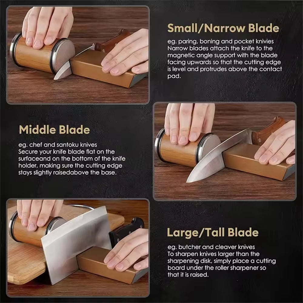 Akatsuki Tumbler Rolling Knife Sharpener Set Kit,15°/20°Magnetic Angle 400/1000 Diamond Sharpening Stone, for Kitchen Pocket Steel Knives with Finger Guard & Cut-Resistant Glove