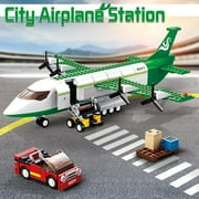 City-Airport Cargo-Plane Building Block Set,Working-Car,Luggage-Tray,Movable-Stairs toys Compatible with major brands(383PCS)