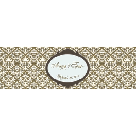 100 Gold Damask Wedding Birthday Anniversary Water Bottle Labels