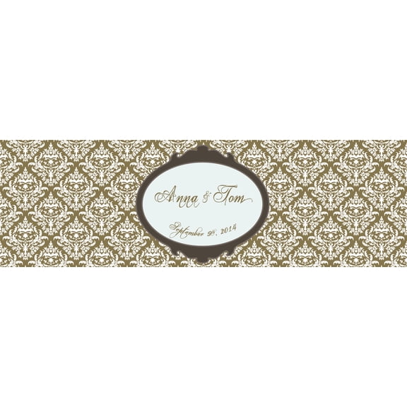 100 Gold Damask Wedding Birthday Anniversary Water Bottle Labels