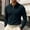 Navy, variant on Men's Solid Color Waffle Knit Quarter Zip Pullover Long Sleeve Polo Sweater Slim Fit Casual Tops, L
