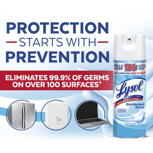 Lysol Disinfectant Spray for Sanitizing Antibacterial Disinfecting, Crisp Linen, 12.5 fl oz