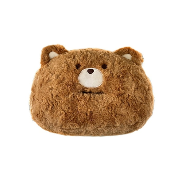 Brown Car Headrest Tissue Storage Box Plush Bear Design Hanging Organizer Brown 10.63X7.09X3.15 Inch Fleece Material