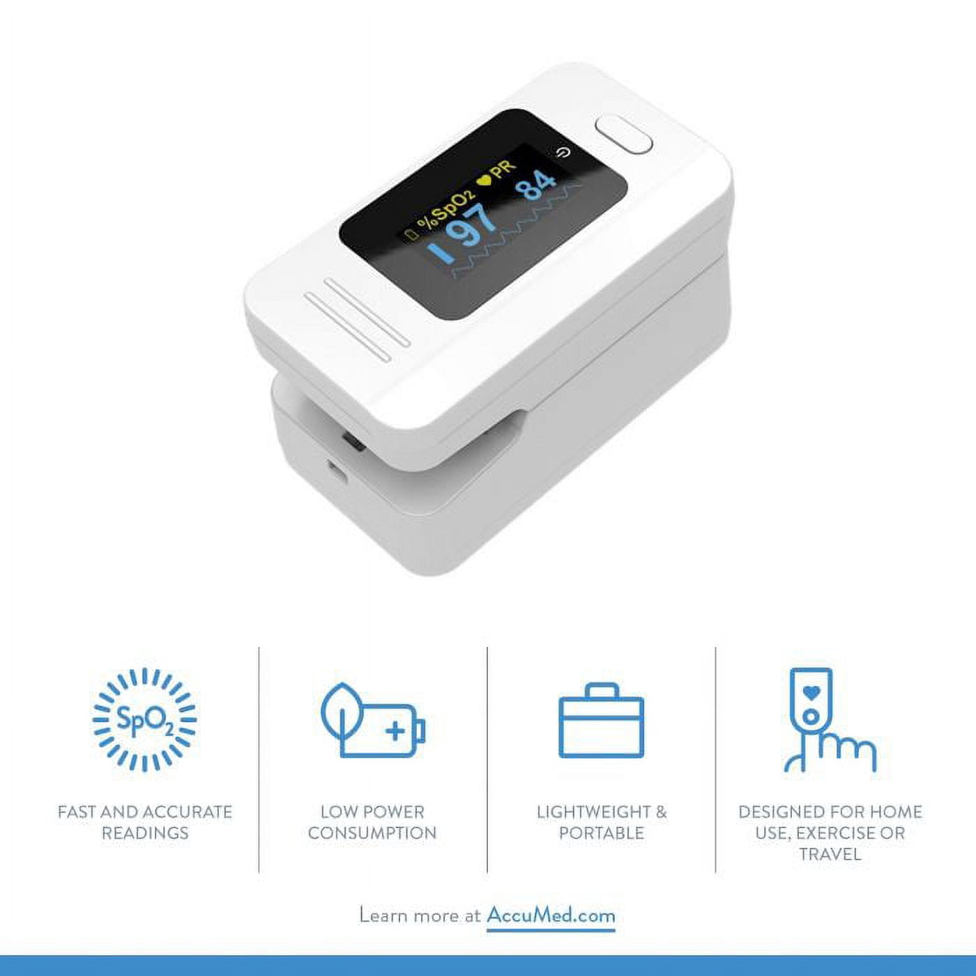 CMS50D4 Finger Pulse Oximeter Blood Oxygen SpO2 Sports and Aviation Monitor - White