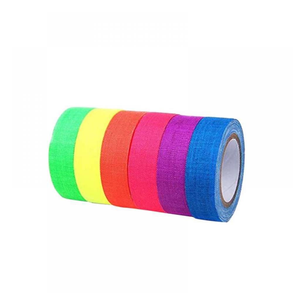12x 10mm Fluorescent Colored Tape 6 Colors Rainbow Pink Orange