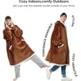 thumbnail image 5 of Cozy Comfort Oversized Wearable Giant Pocket Blanket Hoodie for Men Indoors and Outdoors, Sherpa Fleece Hooded Blanket for Adult, Brown, 5 of 6