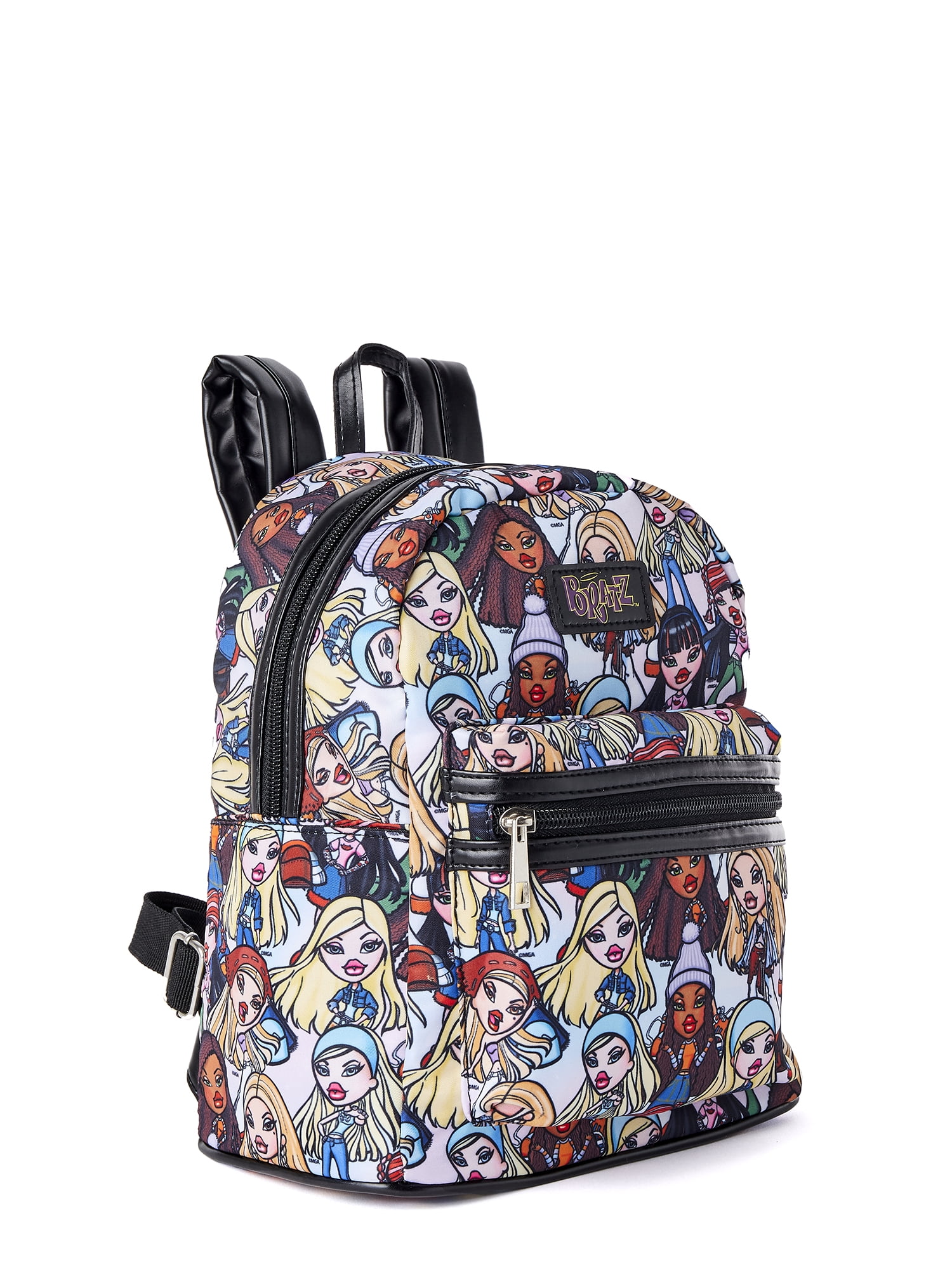 Bratz Women's All Over Print Nylon Mini Backpack, Black Multi-Color, Size: One size, Multicolor