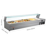VEVOR 60QT Commercial Food Warmer, 5-Pan Electric Steam Table with Glass Cover, 1500W Countertop Stainless Steel Buffet Bain Marie with 86-185°F Temp Control for Catering,Buffet, Parties,Restaurants