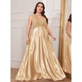 thumbnail image 4 of AURA Plus Size Deep V Neck Mermaid Evening Dress Sexy Backless Long Formal Gown, 4 of 9