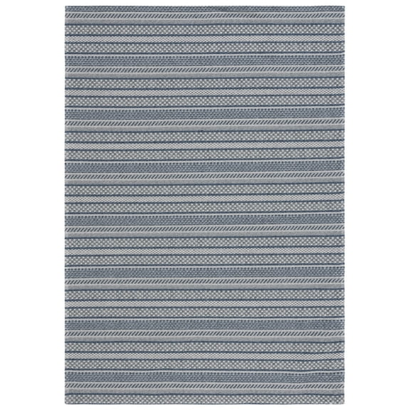 SAFAVIEH Martha Stewart Cotton Striped Area Rug, Navy/Light Grey, 4' x 6'