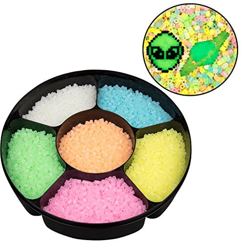 9,000 Glow in the Dark Fuse Beads Set (6 Different Colors) in Case and Separated Works with