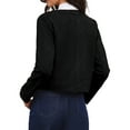 thumbnail image 3 of Abrigo Button Down INSPIRE CHIC para mujeres, mangas largas, cuello redondo, chaquetas vintage, negro, 3 of 6