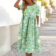 thumbnail image 5 of Women's Floral Short Sleeve Dress Casual Crew Neck T-Shirt Dress with Pockets Summer Midi Dresses, 5 of 6