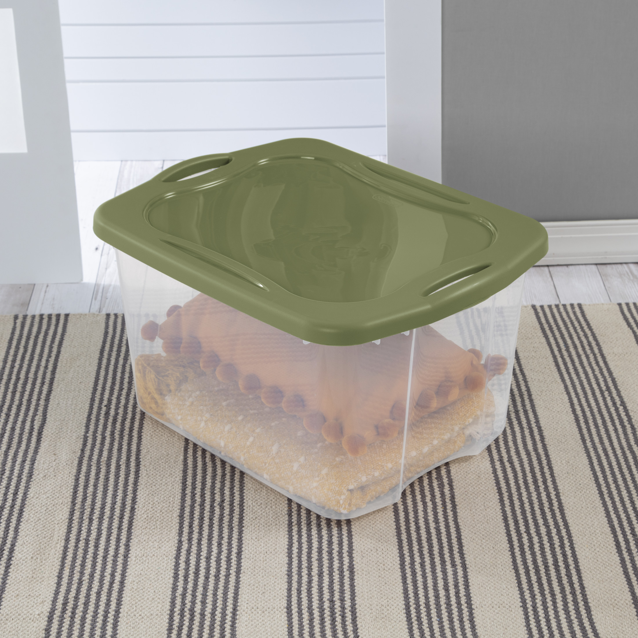 Sterilite EZ Carry 70 Quart Clear Storage Bin with Handles, Green photo 4