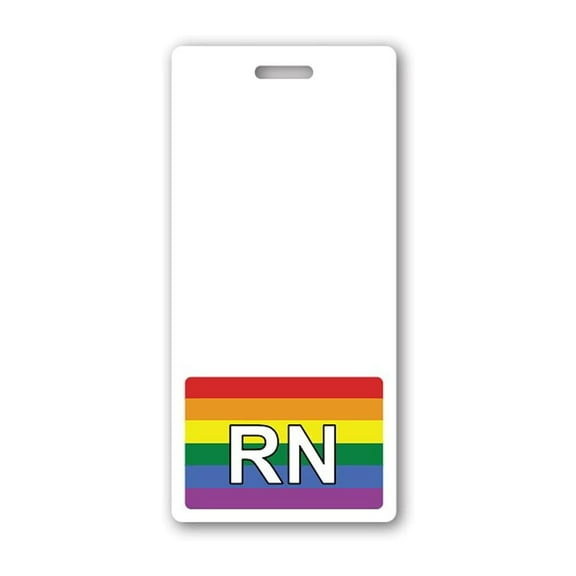 RN Badge Buddy - Heavy Duty Vertical Badge Buddies for Nurses - Spill & Tear Proof Cards - 2 Sided USA Printed Quick Role Identifier ID Tag Backer by Specialist ID (Rainbow)