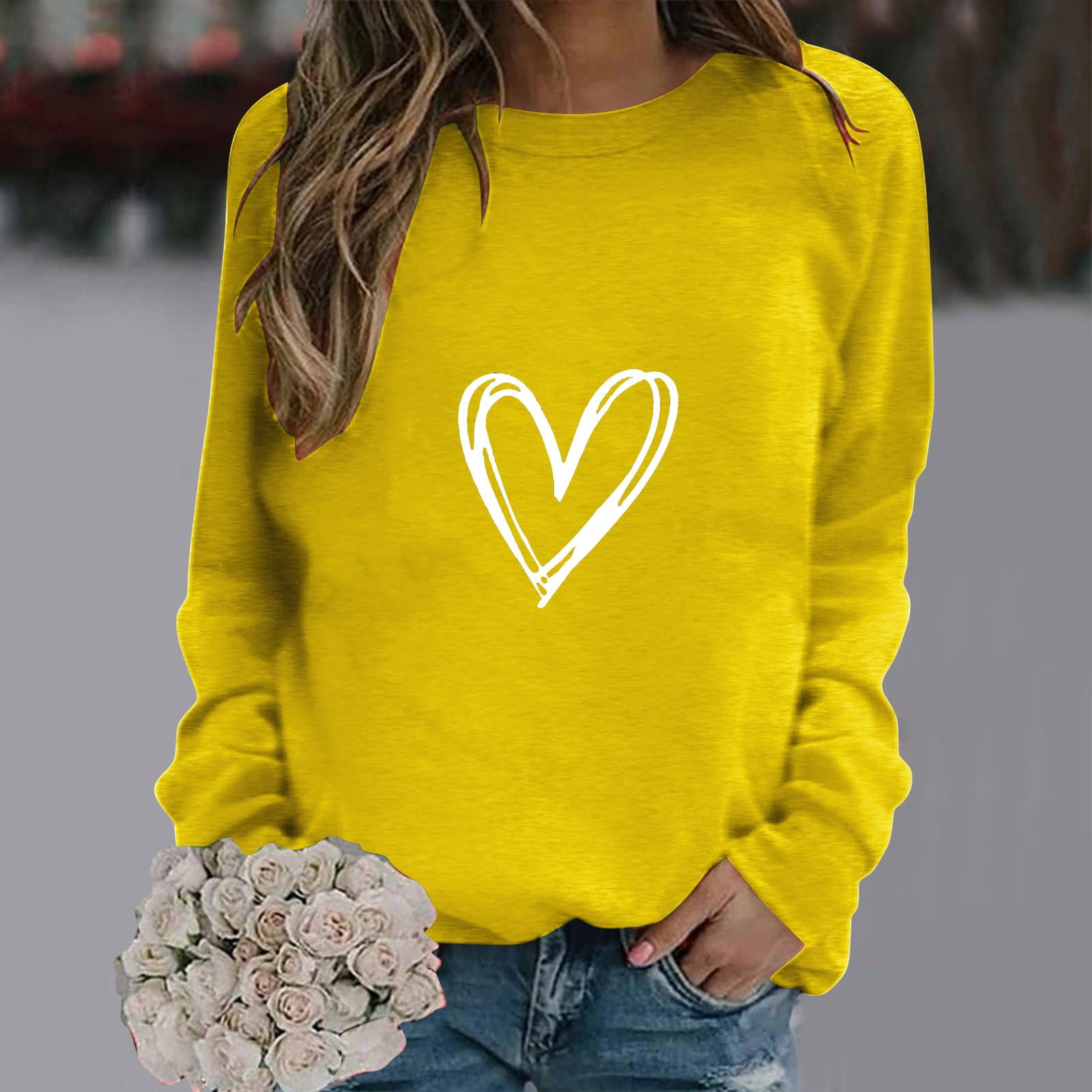 Sweat-shirt Femme épaules Dénudées Manches Longues - Pull Ample Col Rond Motif Imprimé Automne Hiver