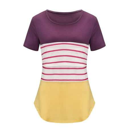 

Women Striped Nursing Tops Pregnant Maternity Breastfeeding Blouse Tops