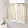 thumbnail image 4 of Sheer Curtains 54 Inches Long 2 Panels, Abstract Flower Leaves Rod Pocket Curtain Voile Draperies, Retro Floral Brown Light Filtering Window Treatment for Living Room Kitchen Bedroom, 4 of 8