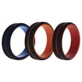thumbnail image 1 of Juego de anillos de boda de silicona de 2 capas de línea media - Negro por ROQ para hombres - Anillo de 3 x 15 mm, 1 of 1