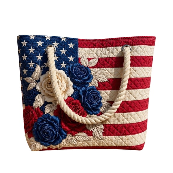 Independence Day Quilted Tote Bag USA 250 Years Shouderbag Casual Quilting Shopping Bag Women Tote Bag