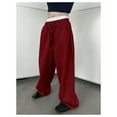 thumbnail image 5 of Mens Baggy Sweatpants - Cotton Wide Leg Open Bottom Joggers with Pockets, Y2K Streetwear Tall Trousers for Fall Wine L, 5 of 5