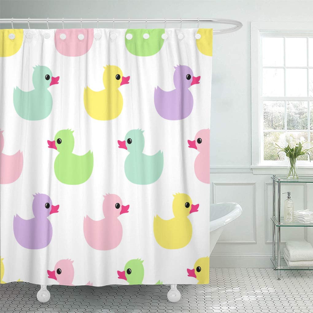 Soap Print 70"x72" Polyester Fabric Shower Curtain Bath Time Rubber Ducky 