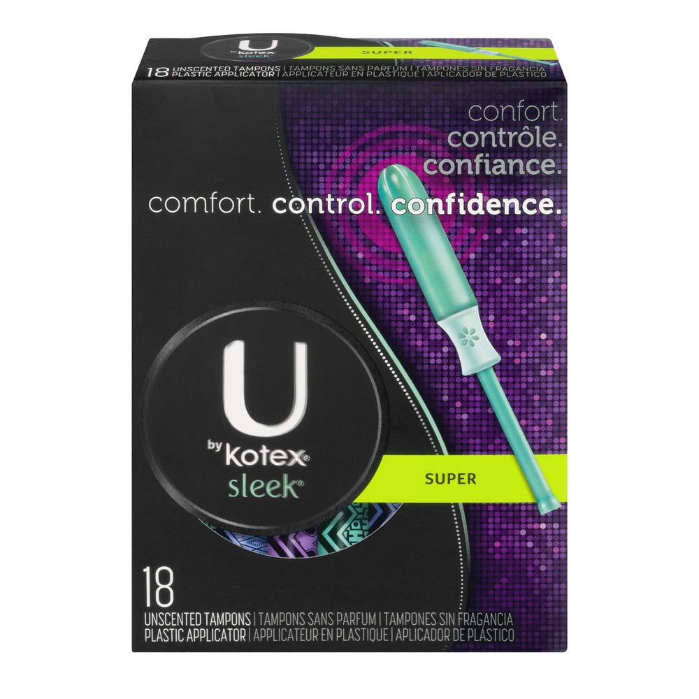 U by Kotex Sleek Tampons, Super Absorbency, Unscented, 18 Count