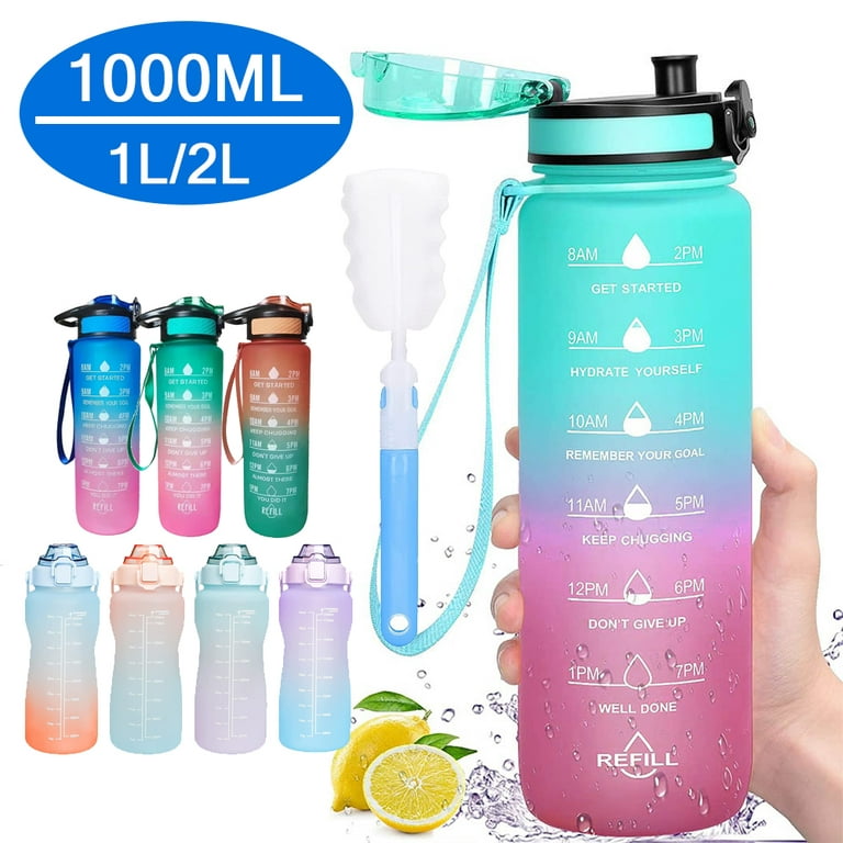 1L2L Thermos Water Bottle With Straw Lid Vacuum Stainless Steel