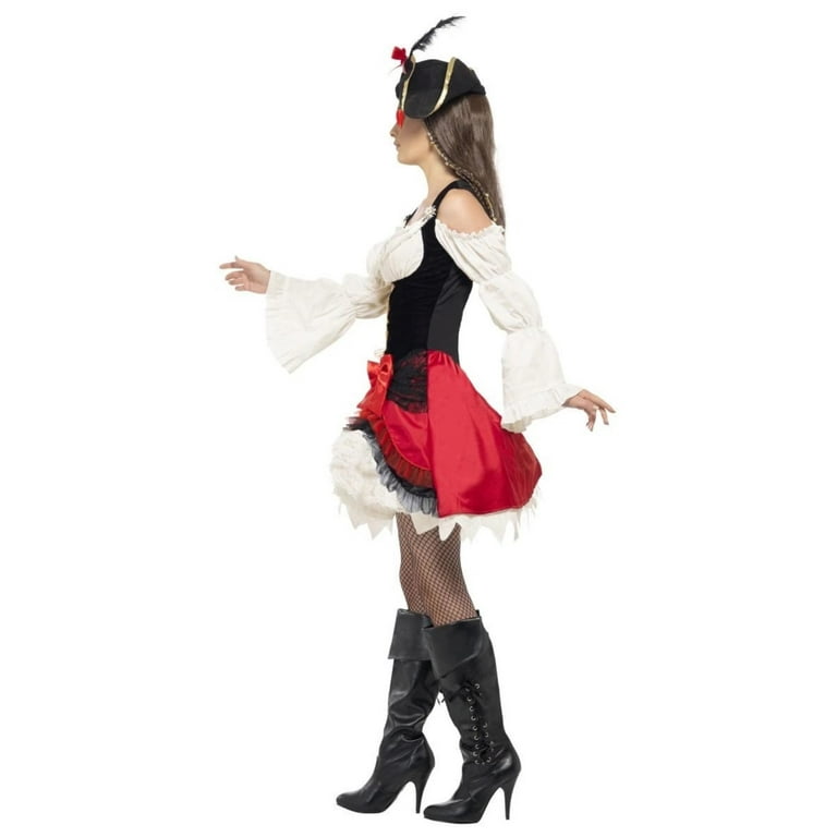 Glamorous Lady Pirate Costume Adult White Black Red Glamorous Lady Pirate Costume Adult White Black Red