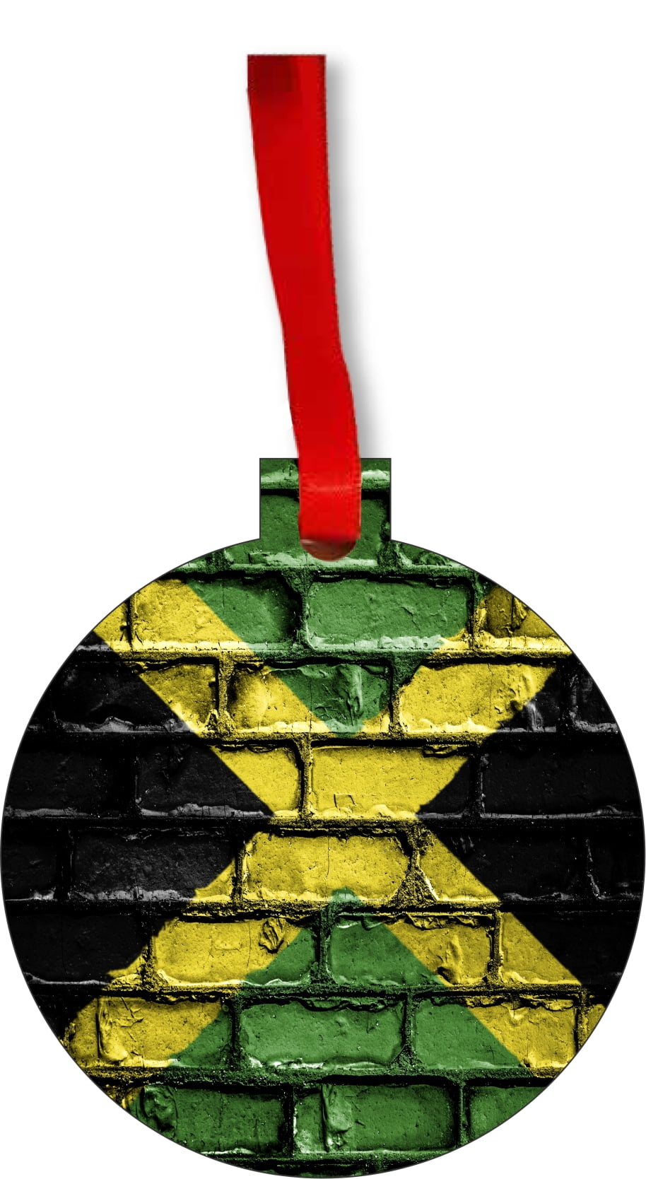 Flag Jamaica Jamaican Brick Wall Style Print Round Shaped Flat