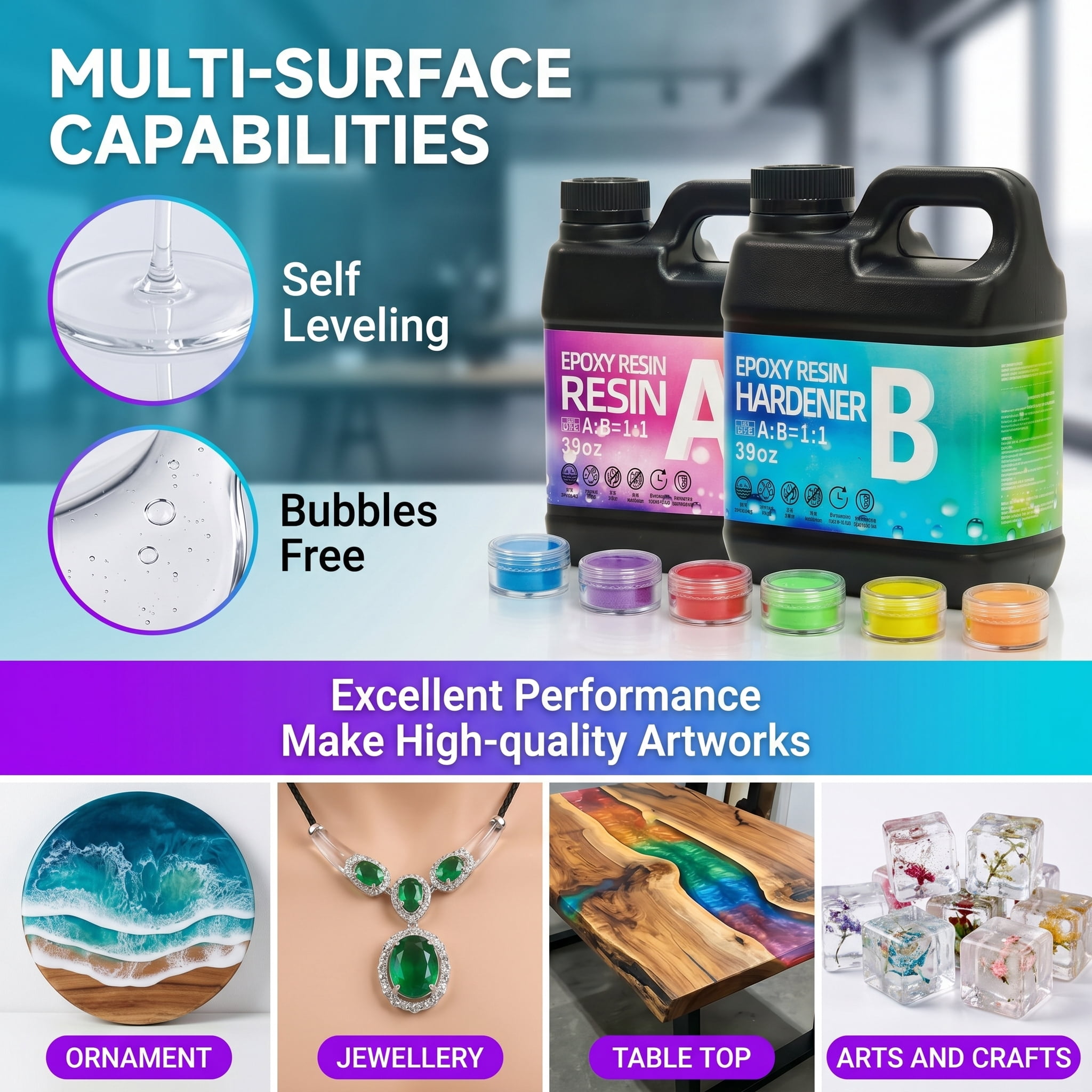 156Oz Super Clear Epoxy Resin Kit - Bubble Free, Anti-Yellowing, Self-Leveling, Fast Curing 2-Part Epoxy Glue. Ideal For Coating, Casting, Countertops, River Tables, Resin Molds & DIY Crafts. Perfect