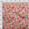 thumbnail image 3 of oneOone Velvet Red Fabric Leaves & Lemon Sewing Material Print Fabric By The Yard 58 Inch Wide, 3 of 5