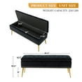 thumbnail image 5 of Tina's Home Velvet Storage Ottoman Bench 45.5" Gold Leg Upholstered Nailhead Trim Button Tufted Bed Foot Stool Home Entryway Black, 5 of 12