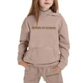 thumbnail image 4 of Little Girls Outfits Sets Casual Winter Wear Trendy Printed Hooded Sweatshirt Cute Girls' Fall Clothing Sets Khaki Size 5-6T, 4 of 4