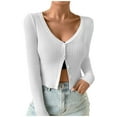 thumbnail image 1 of Wyzesi Denim Jacket with Inside Women's Ribbed Knit Button Down V Neck Lightweight Cropped Cardigan Coat Christmas Jackets Costumes, 1 of 7