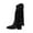Black, variant on Fringe Cowboy Boots for Women Wide Mid Calf Western Boots with Rivets Cowgirl Pull-On Pointy Toe Elegant Rave Fashion Trendy Cute Kawaii Goth Comfy Casual Walking