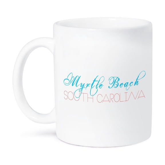 3dRose, American Beaches - Myrtle Beach, South Carolina, blue and red, 11oz Mug