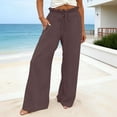 thumbnail image 2 of RUTAYY Women's Pants High Waist with Drawstring Solid Color Casual Everyday Wear Breathable Elastic Waist Holiday Vibrant Trousers, 2 of 4