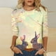 thumbnail image 3 of Mujeres 3/4 Manga Tops Impresión Casual Cuello Redondo Camiseta Top Blusa, Poliéster Toda la Temporada, 3 of 5