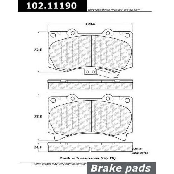 Centric Parts 102.11190 102 Series Semi Metallic Standard Brake Pad