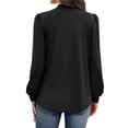 thumbnail image 4 of Camisas de Larga para Mujer, Blusas de Cuello Alto con Pliegues Delanteros, Ropa Informal Elegante para Otoño. Negro XXL, 4 of 5