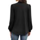 thumbnail image 4 of Camisas de Larga para Mujer, Blusas de Cuello Alto con Pliegues Delanteros, Ropa Informal Elegante para Otoño. Negro XXL, 4 of 5