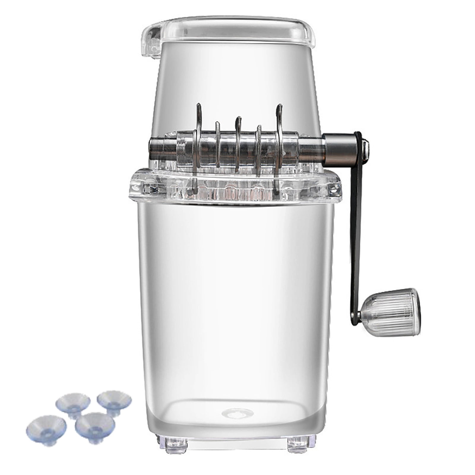 Ice Crusher,Manual Rotary Ice Crushers,Ice Grinder,Transparent Ice Shaver,Hand Cranked Slushie Machine,Non-slip Handle Openable Lid Crushed Ice Maker for Home Use with Stainless Steel Blades