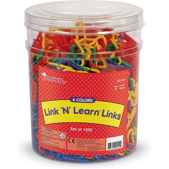 Learning Ressources Arc-en-Ciel Link 'n' Apprendre des Liens, Early Counting & Tri Compétences, Seau de 1000, Grades PreK+