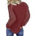 thumbnail image 4 of Patlollav Womens T-Shirt O-Neck Hollow Out Long Sleeve Autumn Solid Blouse Tops, 4 of 6
