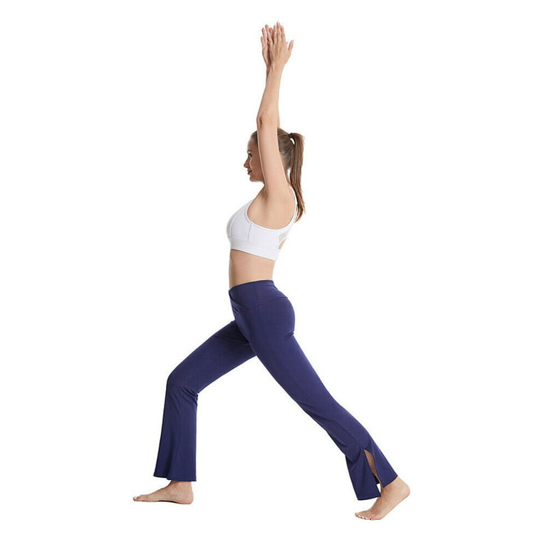 Women's Casual Yoga Pants V Crossover High Waist Flare Workout Pants  Leggings Split Hem Full Length Flare Leggings Fitness Sports Work and  Leisure