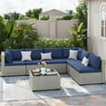 thumbnail image 4 of Amopatio 7 Pieces Patio Conversation Set, Outdoor Sectional PE Rattan Wicker Furniture Seat,NAVY, 4 of 9