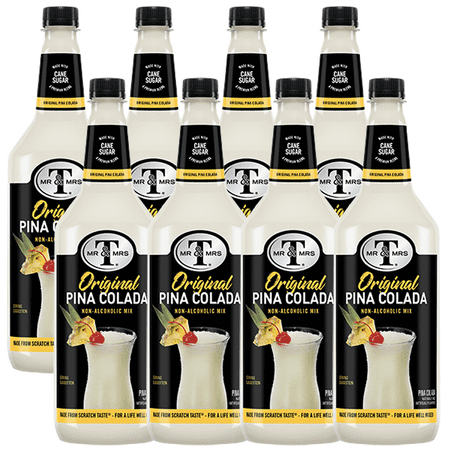 Mr & Mrs Pina Colada Mix, 1L Bottle, 8 Pack – Premium Cocktail Mixer for Pina Colada Mix, Ready to Use